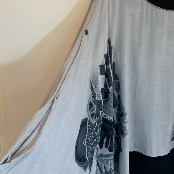 Coastal Ocean Butterfly Poncho Tunic Top S/M - Picture 5 of 11